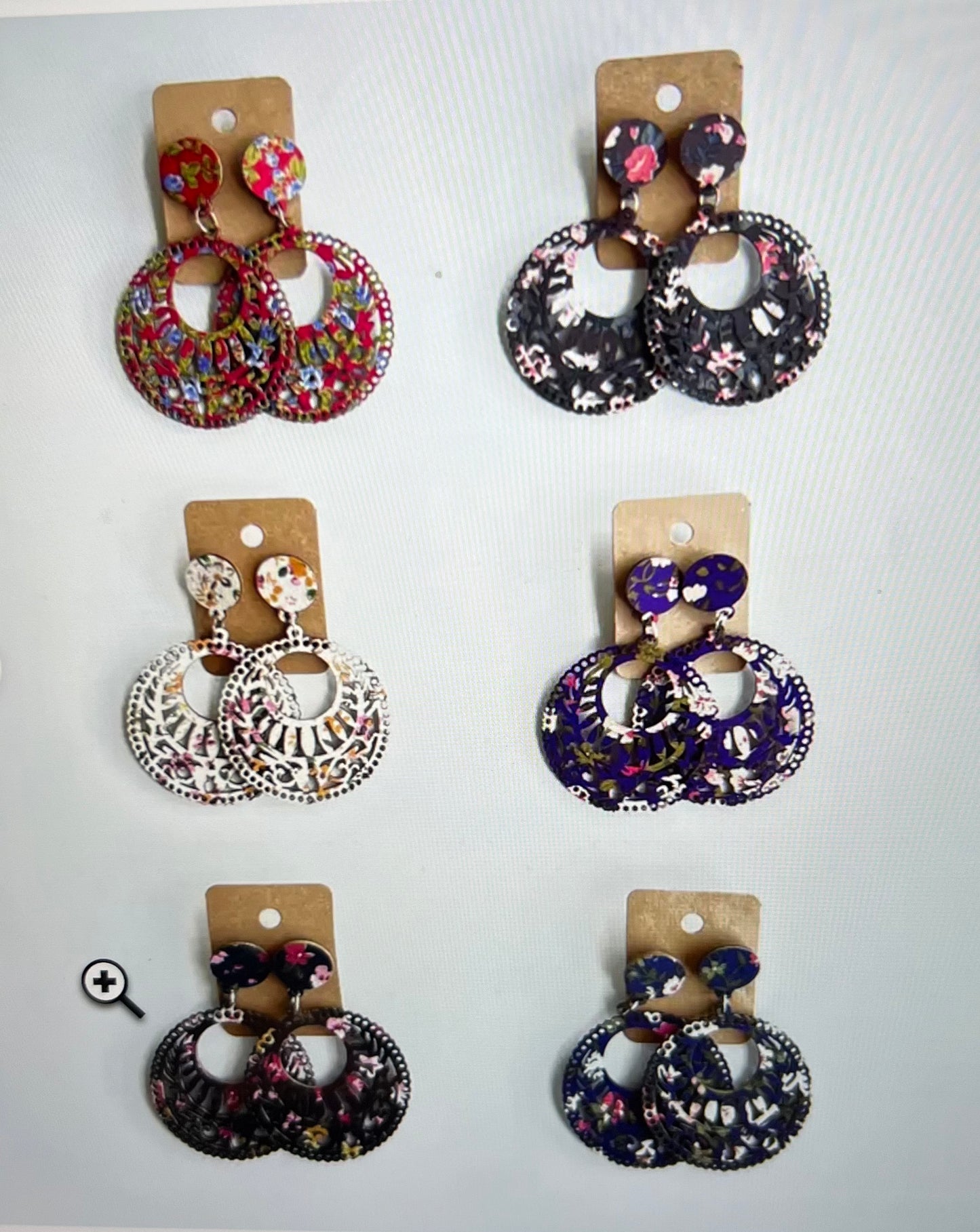 BOHEMIAN ETHNIC FABRIC PRINT WOOD EARRINGS ER189