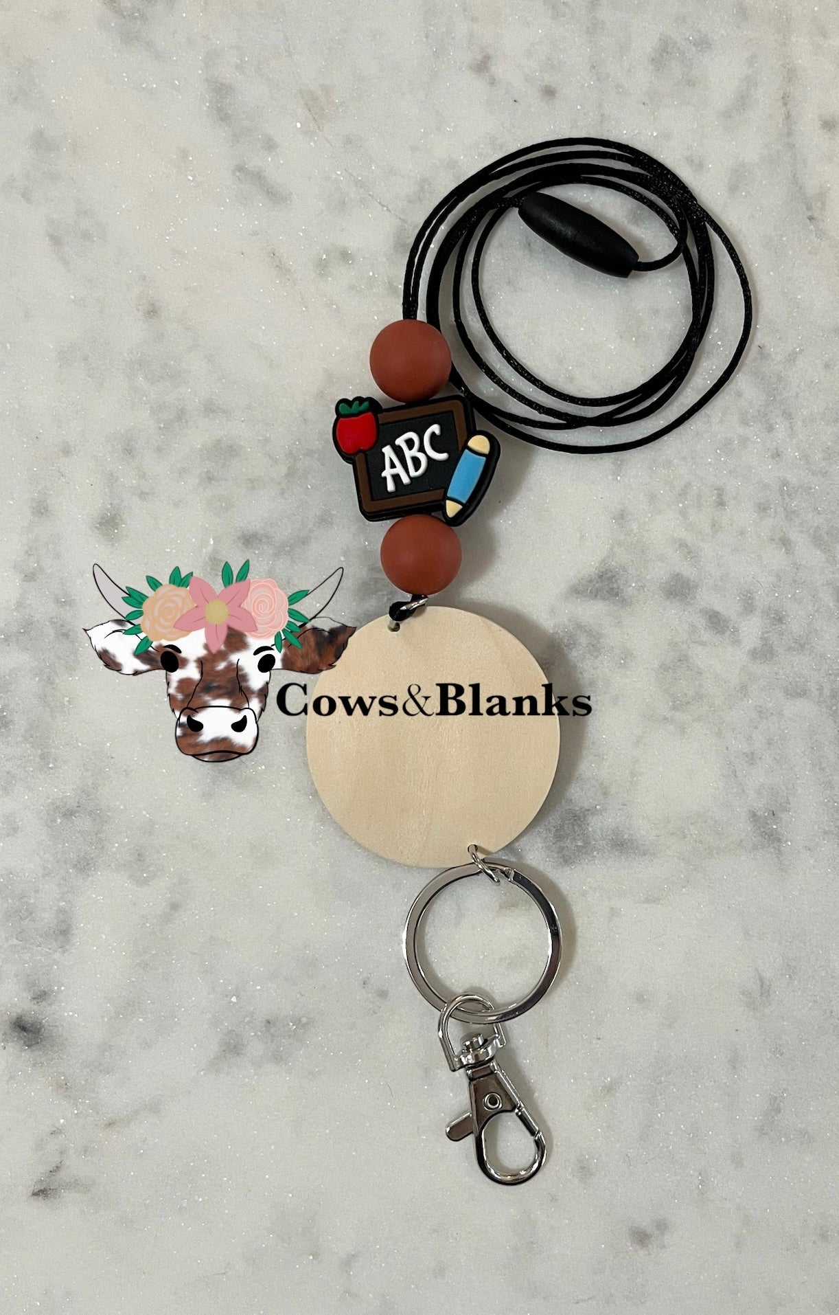 Teacher: Chalkboard Lanyard Silicone Bead Teacher with Clay Beads