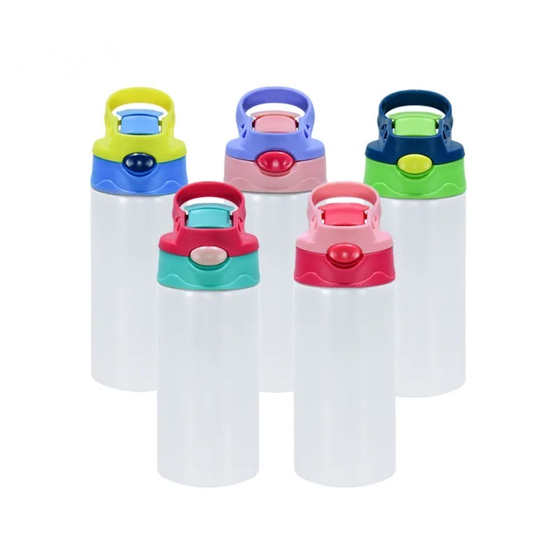 5pcs-100pcs 12oz Sublimation Blanks Kids Bottle Straight Tumbler 304  Stainless Steel Vacuum Insulated Sippy Cups Water Bottle
