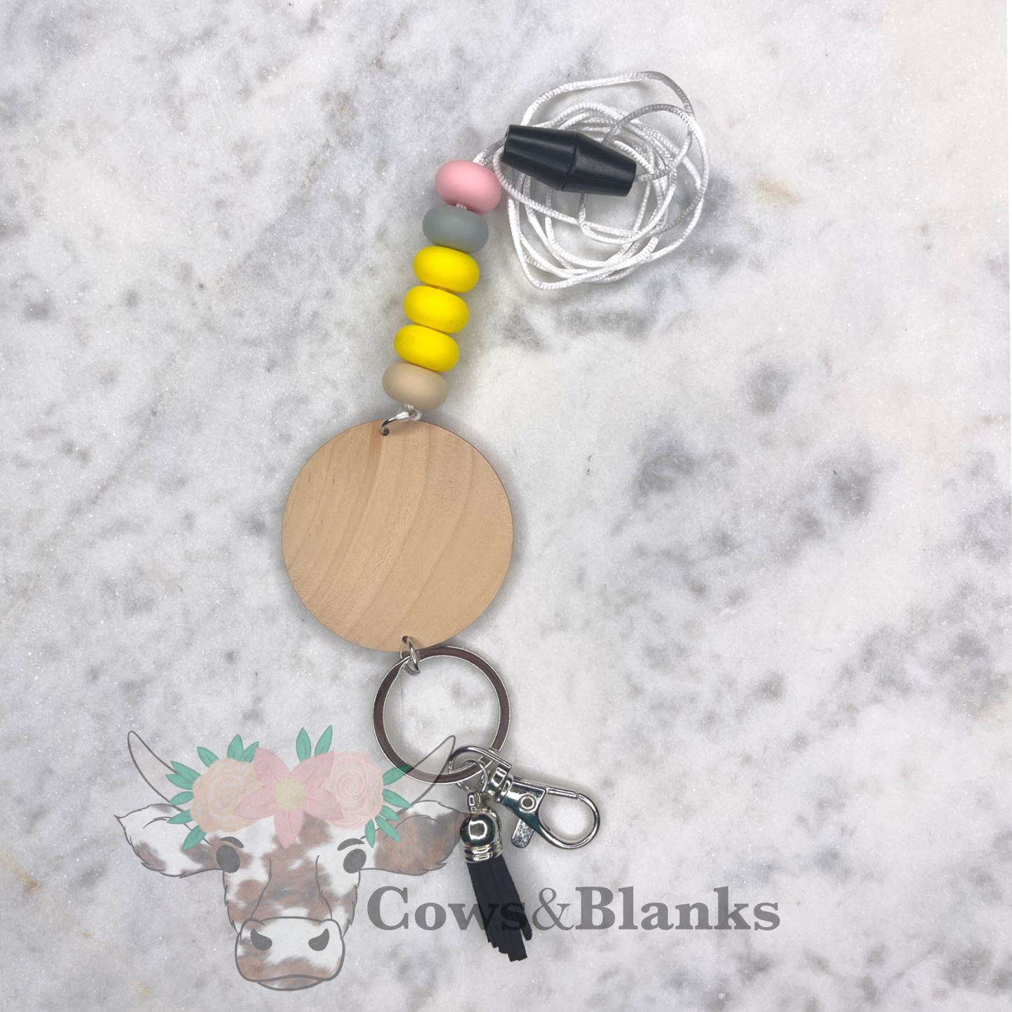 Pencil School Themed Silicone Bead Breakaway Lanyard with Tassel and Disc