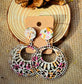 ER189 BOHEMIAN ETHNIC FABRIC PRINT WOOD EARRINGS