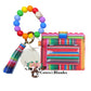 Wallet/Wristlet with Cinco de Mayo-colored Cardholder with a Multi-Colored Silicone Beaded Wristlet with a Wooden Accent Bead, Gold Hardware, Matching Tassel, and a Wooden Disc