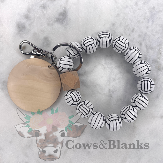 Sports: Volleyball Wooden Wristlet Bracelet Keychain - Willson!